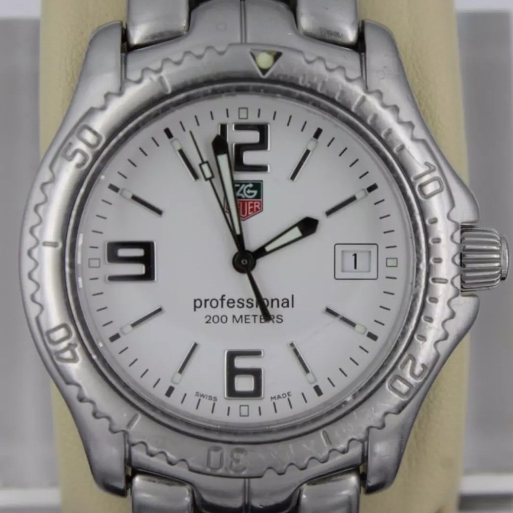 Tag Heuer Mens Watch White WT1114.BA0551 Link Silver Professional Sport Diver 8" - Picture 9 of 10